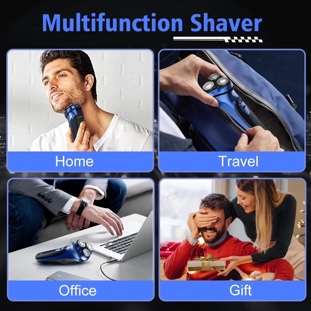 Electric Razor for Men Cordless,Men's Electric Shaver,,Pop-up Trimmer,Wet or Dry Rotary Shaver for Men for Travel,USB Fast Charging