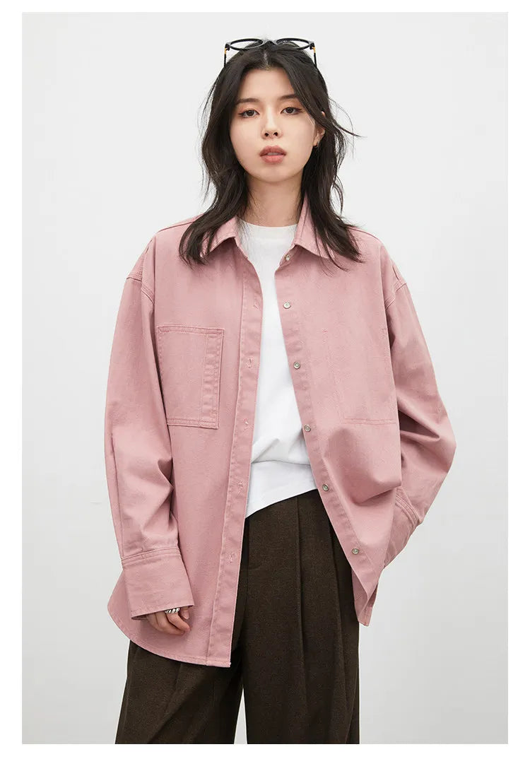 CHIC VEN Fashion Women Shirt Loose Casual Pink Long Sleeve Vintage Cotton Female Blouses Spring Summer 2026 Woman Jacket
