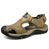 Summer Sandals Leather Outdoor Men's Beach Shoes Luxury Breathable Casual Sandal Man Wading Shoes Non-slip Wide lining Slippers