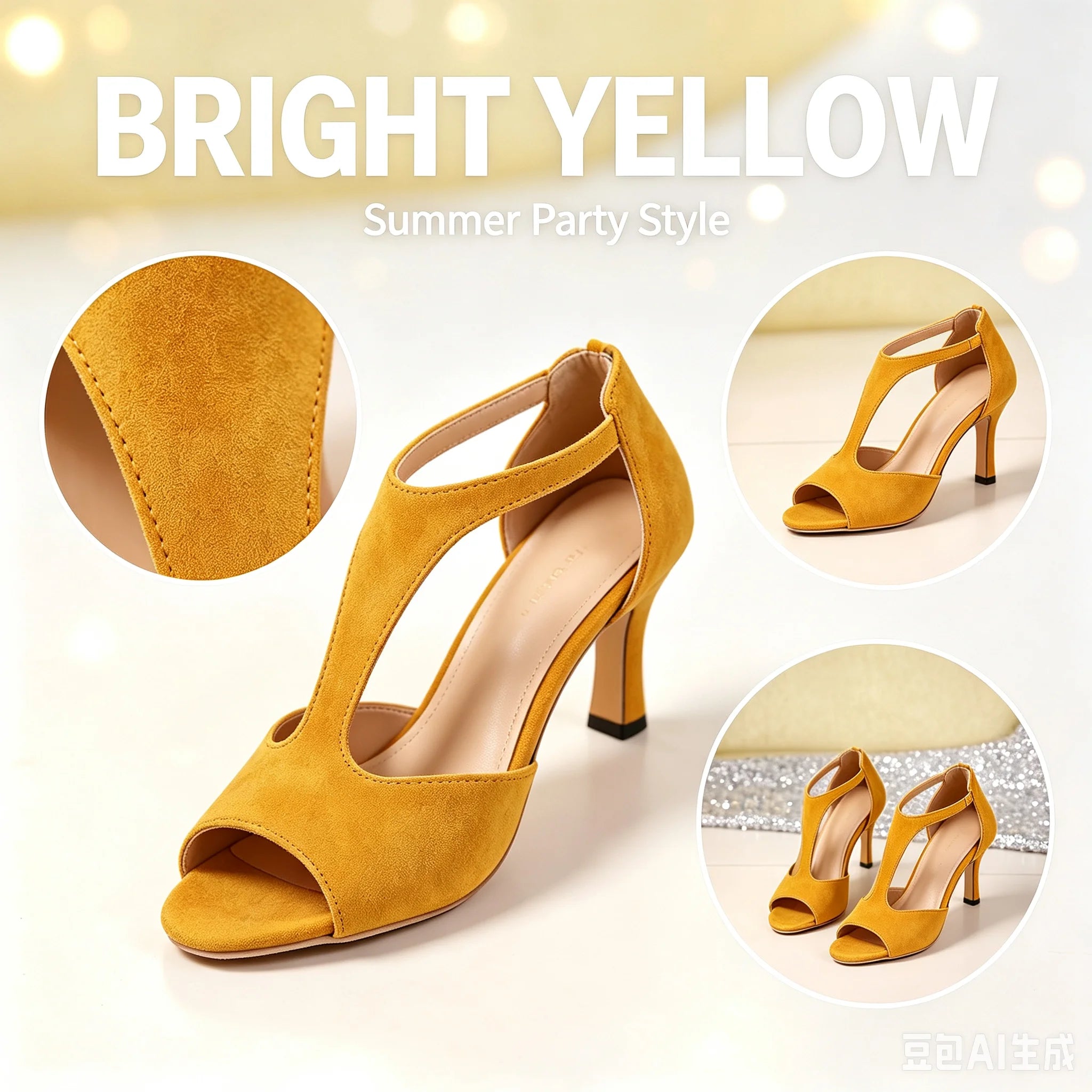 Elegant Women's High Heel Sandals Open Toe T Strap Faux Suede Back Zip Ankle Strap Dress Shoes for Wedding Bridal Evening Party Cocktail Prom Office Work Date Night Casual Summer Fashion Heeled Footwear Black Red Yellow Nude