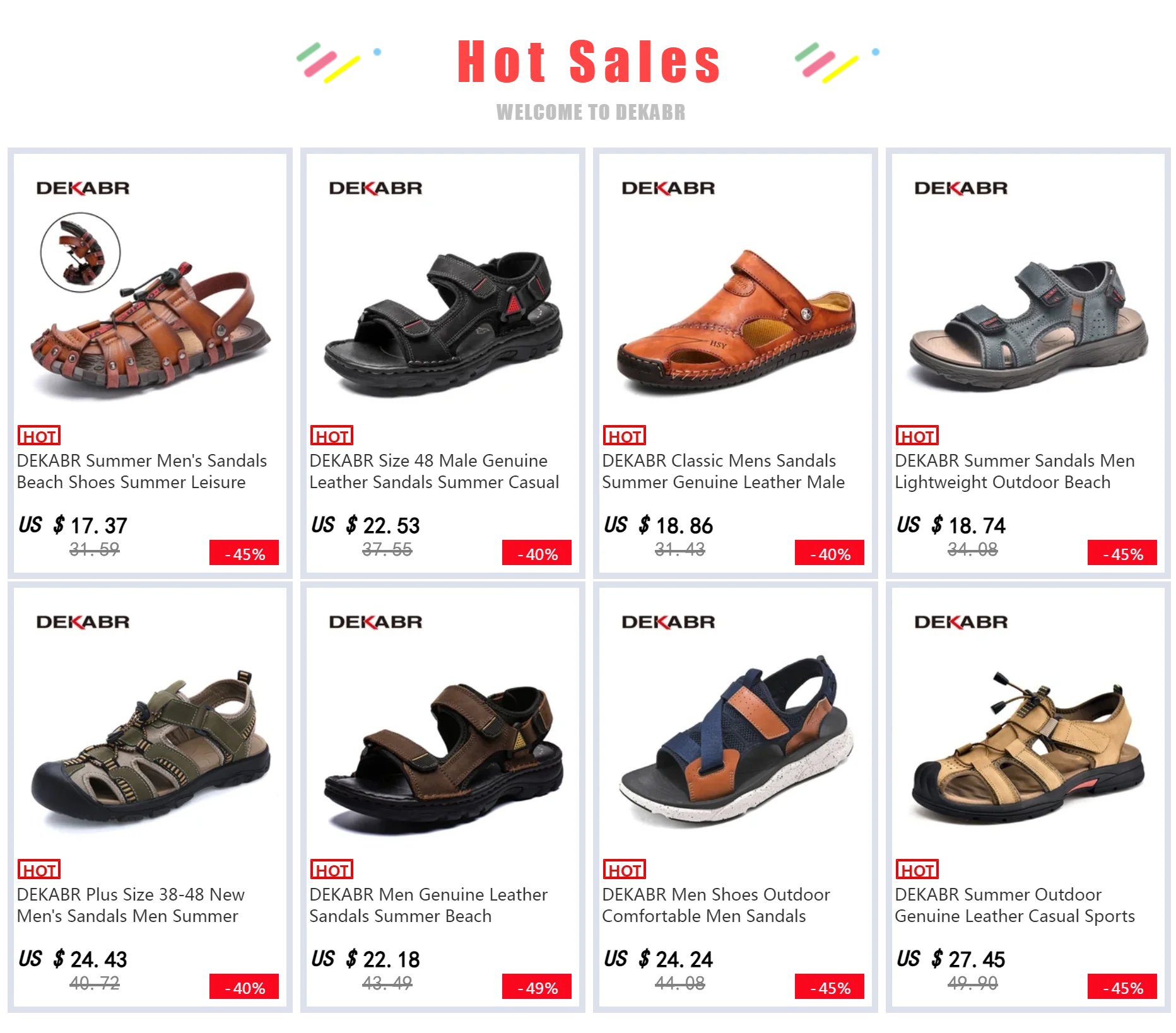 DEKABR Casual Shoes Men Sandals Real Leather Outdoor Mens Summer Sandals Fashion Comfortable Soft Sandals Plus Size 38-48