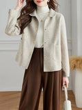 Classic Solid Short Woolen Coats for Woman Autumn Winter Warm Woman Clothing Button Up Female Coat Outfits New In Outerwears