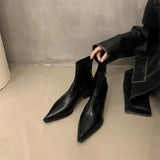 Pointed Toe Women Slim Ankle Boots Fashion Square Low Heel Ladies Elegant Back Zippers Short Booties Women's Footwear