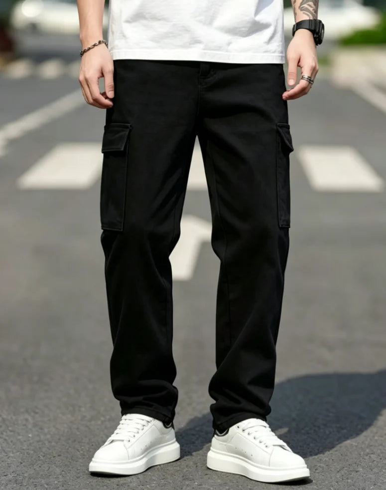 Men's Cargo Jeans: Durable Fabric Resists Wear, Multi-Pockets for Essentials. Perfect for Work, Outdoor Trips, or Casual Days—Comfort Meets Utility!