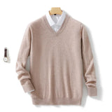 Wool Men's Sweaters V-neck Pullovers Cashmere Knitting Hot Sale Spring Autumn Sweaters Knitwear High Quality Jumpers Clothes