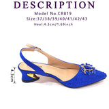 Venus Chan Royal Blue Sandals for Women 2024 Luxury Wedding Pumps Med Heels Rhinestone Design Party Shoes and Bags Set