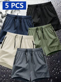 Manfinity Homme 5pcs/Set Men's Spring Summer Sports Shorts Casual Shorts