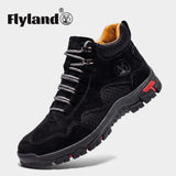FLYLAND Men's Ankle Boots Casual Leather Shoes Fashion Vintage Hand Stitching Soft Business Handmade Shoes