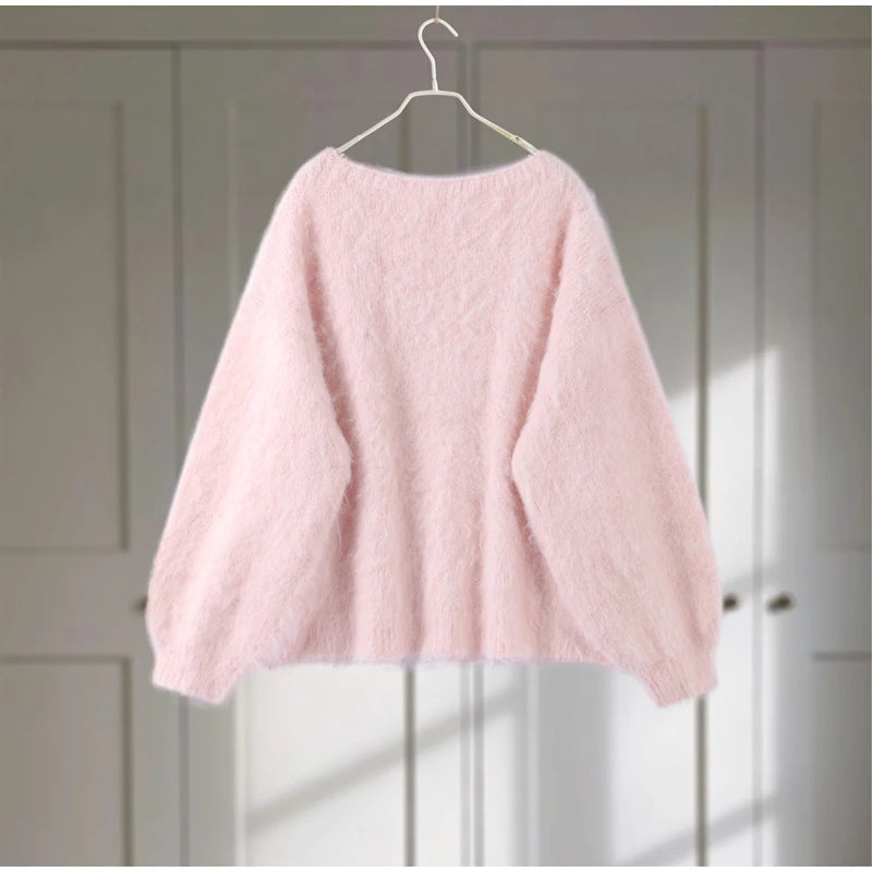 Chic Speckled Knit Cardigan Round Neck Shoulder Pads Long Sleeve Single Breasted Patch Pockets Daily Women Top 2026 Autumn Tops