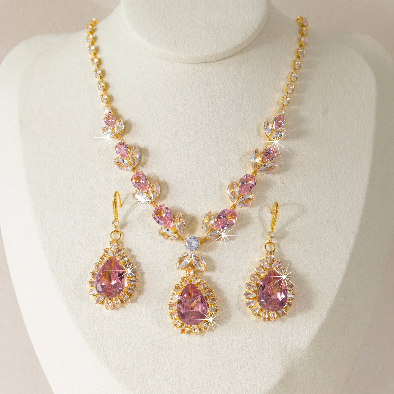 3pcs Elegant Bride Necklace Earrings Set Luxury High End Jewelry for Women Evening gown accessory set Party Accessories