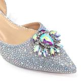 Venus Chan Royal Blue Sandals for Women 2024 Luxury Wedding Pumps Med Heels Rhinestone Design Party Shoes and Bags Set