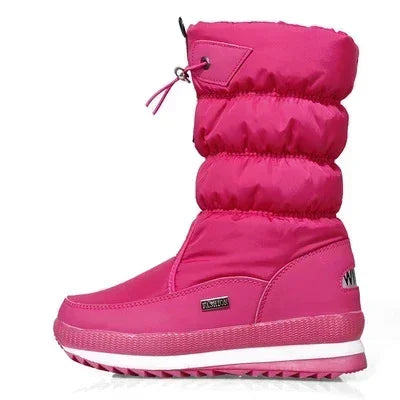 Platform Snow Boots Female Plus Size 42 White Women Boots Winter Shoes Warm Plush Mid-calf Boots Waterproof Rubber Non-slip