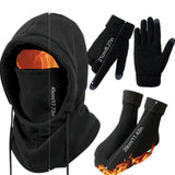 3-4Pcs Winter Hat Gloves Socks Set Windproof Anti-Slip Stretchy Unisex for Outdoor Sports and Daily Use