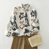 THHONE New Fashion Autumn Blouse Woman Cotton Loose Print Blusa Mujer Camisas Long Sleeve Casual Korean Elegant Women's Clothing