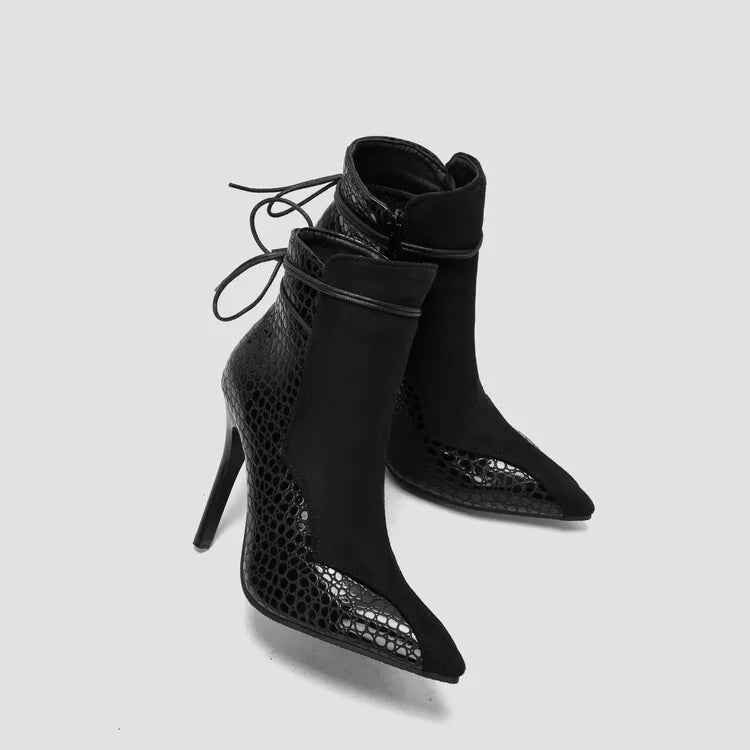 Large Size 34-48 Suede Leather Patchwork Women's Leather Boots Sexy Leopard Print Lace Fashionable Personalized Women's Boots