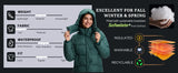 Pioneer Camp Women's Quilted Puffer Jacket, Warm Winter Coat Insulated Full Zip Hooded Jacket Pockets Outerwear Casual