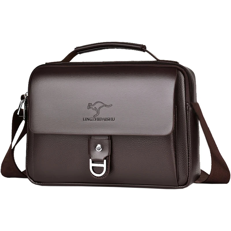 Stylish Men's Leather Shoulder Bag, Casual Crossbody Purse with Adjustable Strap, Perfect for Work, Travel, and Daily Commute