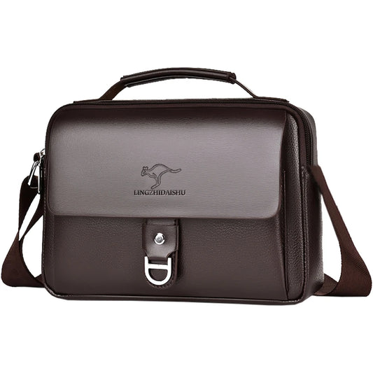 Stylish Men's Leather Shoulder Bag, Casual Crossbody Purse with Adjustable Strap, Perfect for Work, Travel, and Daily Commute