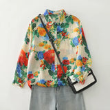 THHONE New Fashion Autumn Blouse Woman Cotton Loose Print Blusa Mujer Camisas Long Sleeve Casual Korean Elegant Women's Clothing