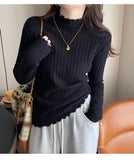 2026 Ruched Turtleneck Women Sweaters Autumn Winter Warm Pullover Slim Tops Knitted Sweater Jumper Soft Pull Female
