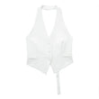 MUJER Off Shoulder Sleeveless Vest Women Black White Cropped Vest Woman Fashion Backless V Neck Short Coats Summer Waistcoat