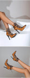 Large Size 34-48 Suede Leather Patchwork Women's Leather Boots Sexy Leopard Print Lace Fashionable Personalized Women's Boots
