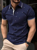 European and American Men's Summer Personalized Anchor Print Soft and Breathable Polo Short Sleeved T-Shirt Outdoor Casual Top