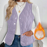 Women's Warm Vest Lightweight Slim Short Single-Breasted Cold-Proof Vests Winter Outdoor Sports Hiking Vests with Pockets