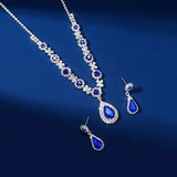 2pcs/set Jewelry Sets Women Elegant Waterdrop Rhinestone Pendant Necklace stud Earrings Wedding Dress Bridal Jewelry Set