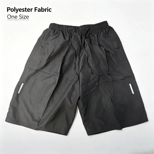 One Size Men Polyester Quick Dry Athletic Shorts Elastic Drawstring Zipper Pockets Jogging Workout Running Sport Shorts