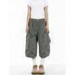 ZHIZOU Summer Women American Retro Green Cargo Jeans Shorts Y2K 2000s Harajuku Denim Calf-Length Pants Streetwear High Street