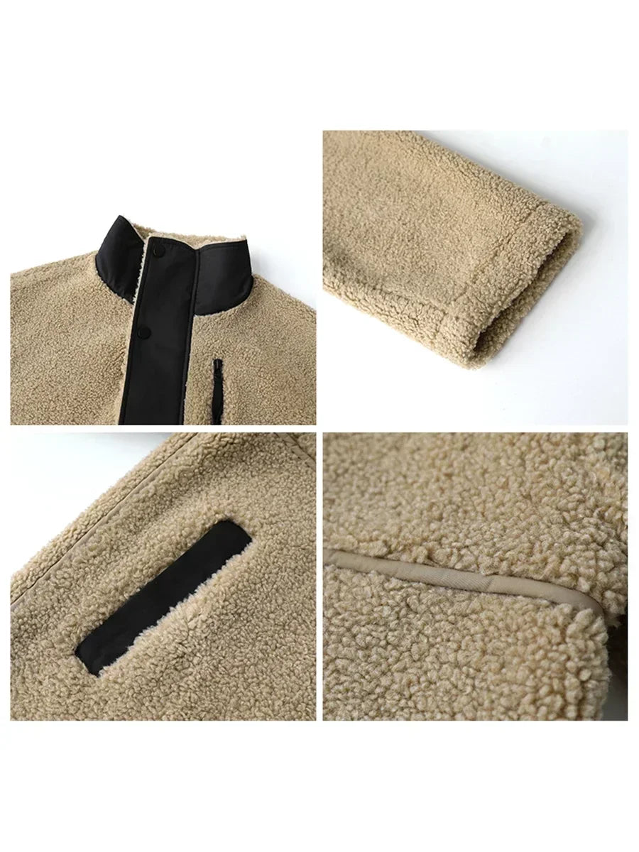 CHIC VEN Women Jacket Coat Thicken Warm Casual Lamb Faux Fur Woman Overcoat Loose Outerwear Female Tops Lady Autumn Winter 2025