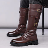 Men's Autumn Winter Vintage Outdoor Long Boots British Style Work Boots High Top Men's Leather Boots-1307