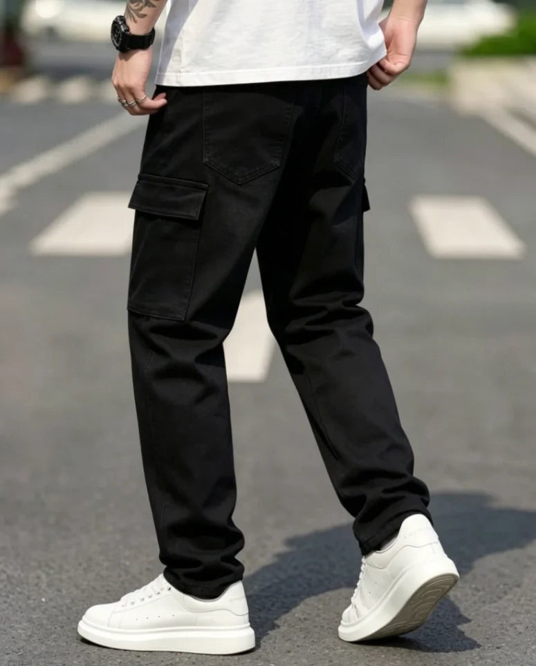 Men's Cargo Jeans: Durable Fabric Resists Wear, Multi-Pockets for Essentials. Perfect for Work, Outdoor Trips, or Casual Days—Comfort Meets Utility!