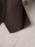 Vintage Women's Brown Custom Waistcoat Sleeveless Lapel Suit Vest Daily Commute Button Slim Design, Casual All Fold Wear