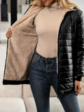 Autumn and Winter New Mid Autumn Long Hooded Cotton Jacket with Fleece for Warmth, Women's Coat
