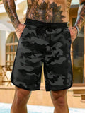 Manfinity KASUA Men's Summer Holiday Casual Camo Print Drawstring Waist Side Pocket Beach Shorts Men Camo Shorts Men Streetwear