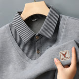 Mens Polo Sweater Shirt Collar Knit Pullover Autumn Winter Fleece T-shirt Casual Sweaters Navy Blue Khaki Korean Clothing