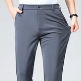 Spring Summer Thin Trousers Men Formal Dress Suit Pants Work Pants Quality Business Casual Pants Black Wine Red Long Pants