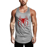 Gym Bodybuilding Summer Absorb Sweat Shirts Mesh Breathable Quick Dry Sleeveless Vests Mens Workout Fitness Red Spider Tank Tops