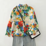 THHONE New Fashion Autumn Blouse Woman Cotton Loose Print Blusa Mujer Camisas Long Sleeve Casual Korean Elegant Women's Clothing