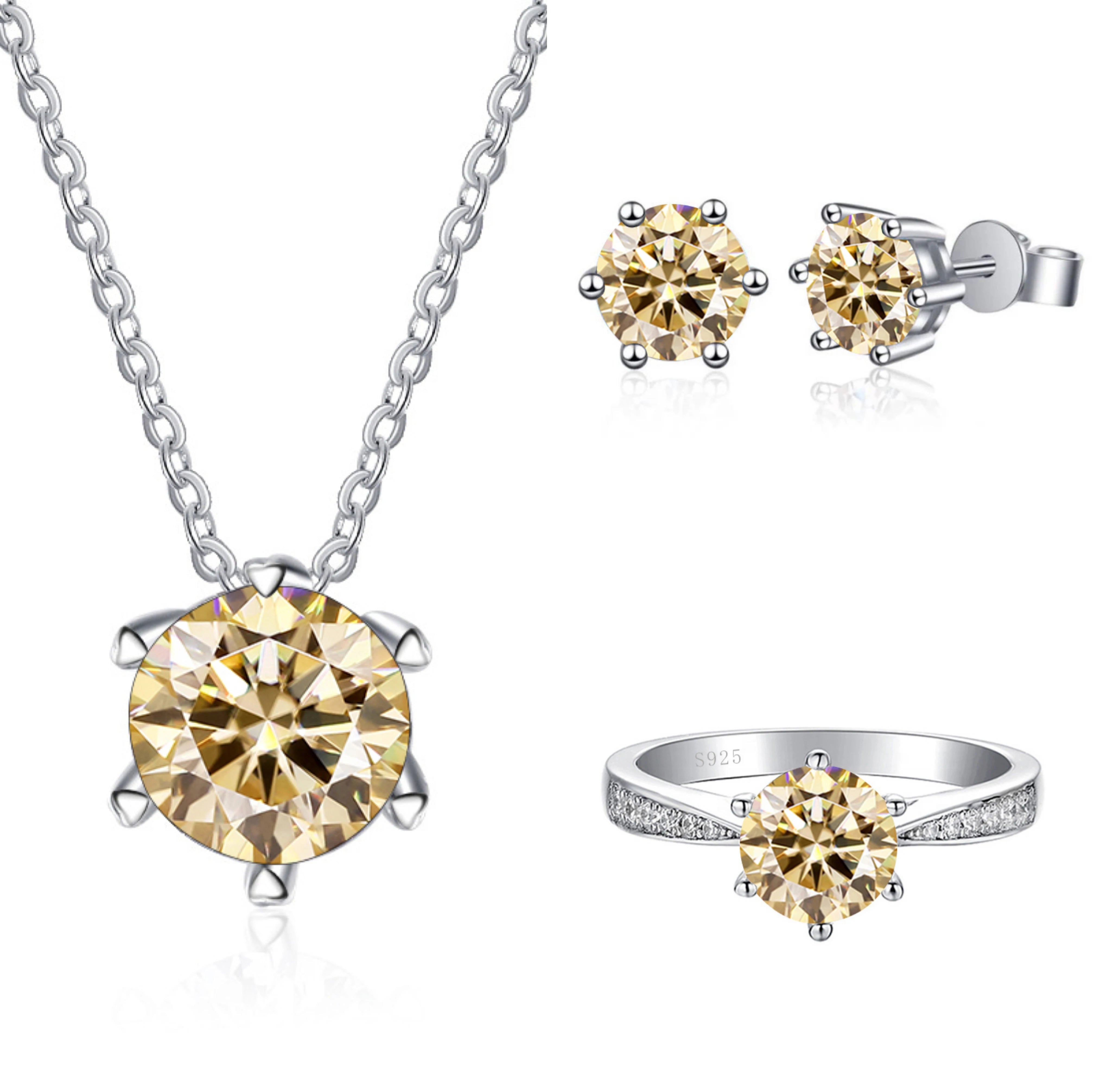 JoyceJelly Moissanite Jewelry Set With 1CT D Color VVS 3EX moissanite stone pass diamond test Wedding Luxury Fine Jewelry gift