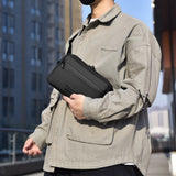 Fashionable Multi-Layer Shoulder Bag for Man,Hand-Held Casual Crossbody Bag, Suitable for Commuting, Daily Use,Black Business Travel Bag, Solid Color Minimalism Handbag
