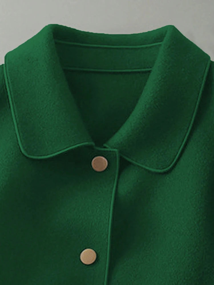 Classic Solid Short Woolen Coats for Woman Autumn Winter Warm Woman Clothing Button Up Female Coat Outfits New In Outerwears
