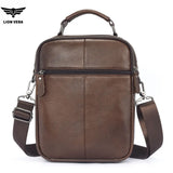 LION VERA Men's Shoulder Bag Casual Mobile Phone Zipper Bag Large Capacity Business Genuine Leather Travel Crossbody Bag