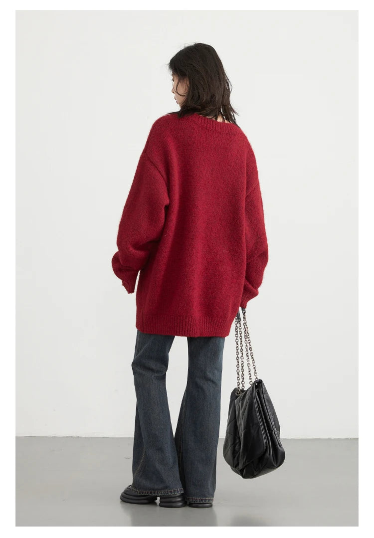 CHIC VEN Women Sweaters Solid Loose Pullovers New V-neck Knitwear Knitted Jumpers Female Top Fashion Woman Autumn Winter 2024