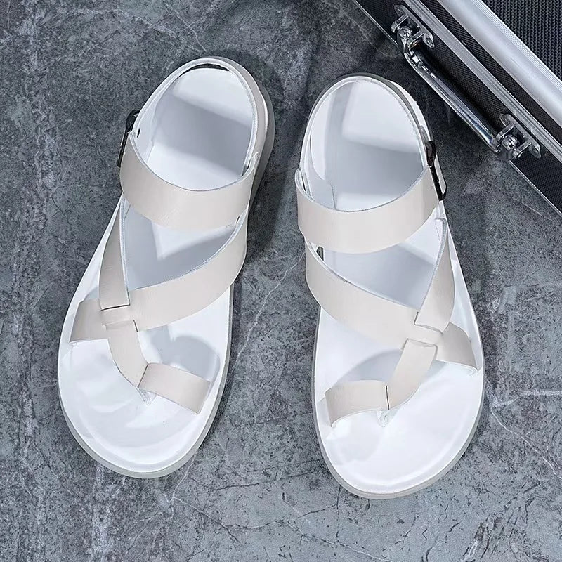 Summer Men Rome Genuine Leather Roman Sandals Gladiator 2024 Sandalias Romanas Hombre Flat Sandles Dropshipping