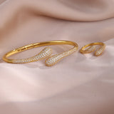 ZAKOL Elegant Brilliant Micropaved Zirconia Water Drop Bracelet Ring Set Luxury Engagement Wedding Party Jewelry for Women