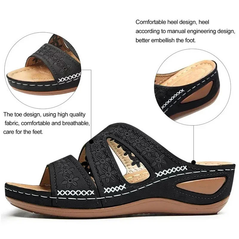 Summer 2025 women's sandals with exposed toes, retro anti slip leather casual women's fashionable versatile sandals