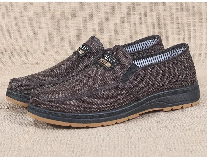 Men Canvas Slip On Shoes Breathable Non Slip Casual Walking Elderly Father Cloth Footwear